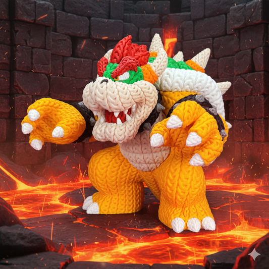Bowser Crochet Edition – Figura 3D Articulada de 18 cm