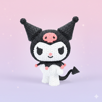 Kuromi Crochet Edition – Figura Kawaii 3D Articulada de 18 cm